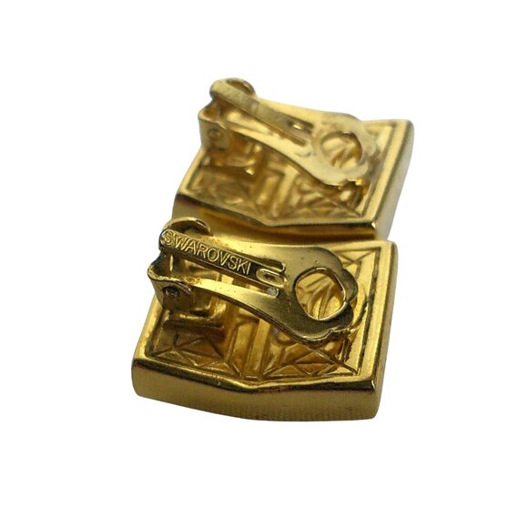 Vintage Swarovski 18K Gold Plated Amethyst  Clip-On Earrings - Picture 4 of 4